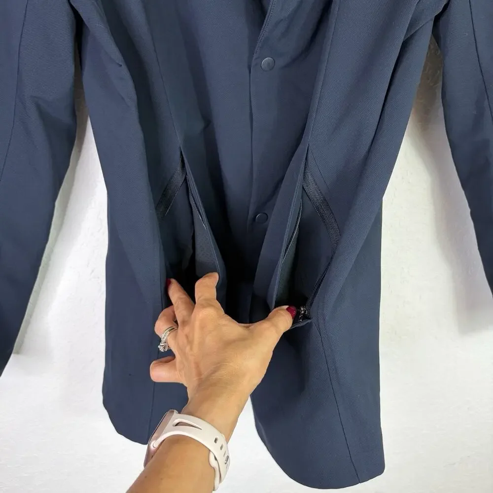 Lululemon Venture Blazer Men’s Navy Blue Snap Button Front Size XXL Classic Chic